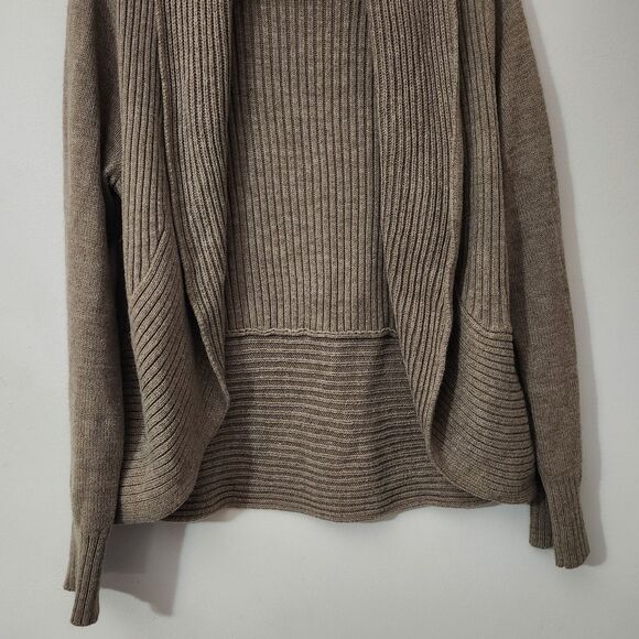 H&M Brown Ribbed Knit Shawl Collar Cardigan Women’s Size Medium Cozy Fall Winter - Picture 3 of 11